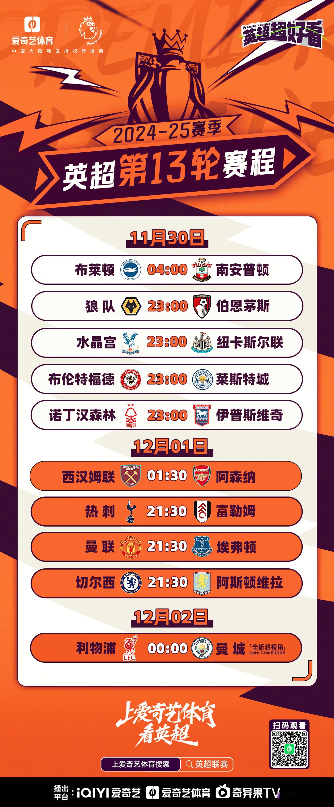 英超直播时间,英超直播时间表